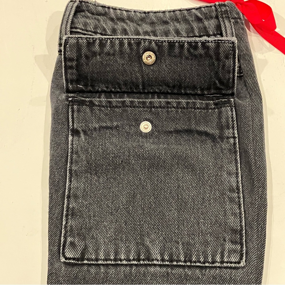 Western Denim Christmas Stocking with a Snap Pocket & Red Details - Picture 3 of 4